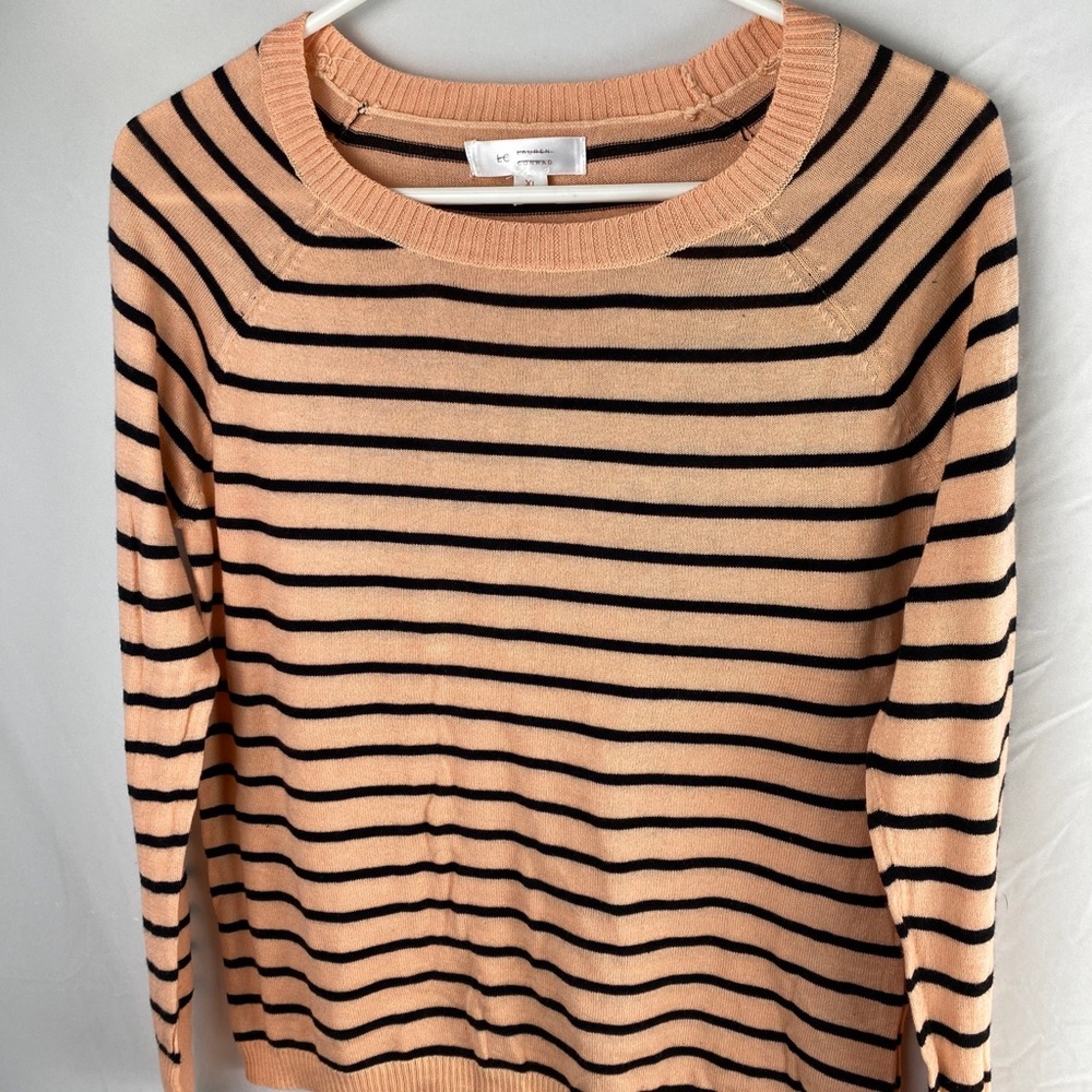 lauren conrad sweater XL peach and black striped new without tags